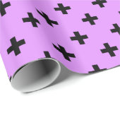 黒いポルカが薄紫に交差 ラッピングペーパー (ロールコーナー)
