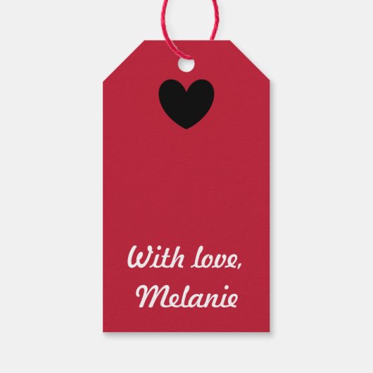 黒いポルカハートオン赤 ギフトタグ (裏面)