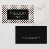 黒いポークaドットと柔らかい桃の背景 名刺 (正面/裏面)