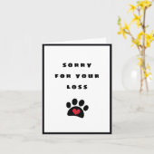 黒いポープリント赤いハート,ペットを失くして申し訳ない カード (黄色い花)