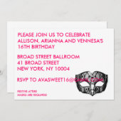 黒いマスクのパーティの招待状 招待状 (正面/裏面)