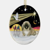 黒いマスクの北京犬 - クリスマスの鳩 セラミックオーナメント (右)
