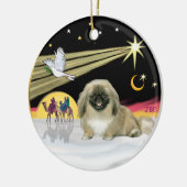 黒いマスクの北京犬 - クリスマスの鳩 セラミックオーナメント (左)