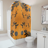 黒いマチスインスパイア葉の金ゴールド シャワーカーテン (インサイチュ)