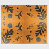 黒いマチスインスパイア葉の金ゴールド ラッピングペーパー (フラット)