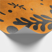 黒いマチスインスパイア葉の金ゴールド ラッピングペーパー (角)