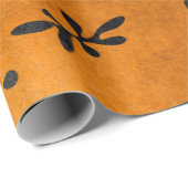 黒いマチスインスパイア葉の金ゴールド ラッピングペーパー (ロールコーナー)