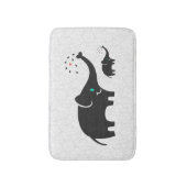 黒いマンガの象の白いダマスクの背景 バスマット (正面縦)