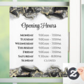 黒いマーリングデザインの開店時間ウィンドウの固定 ウィンドウサイン (ホーム)