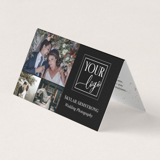 黒いミニマルロゴ写真コラージュ写真家 名刺 (正面)
