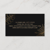 黒いミニマル金ゴールドグリッター熱帯エキゾチックな葉 名刺 (裏面)