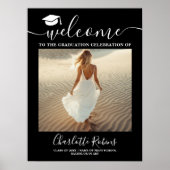 黒いミニマルBoho卒業式ウェルカムフォトサイン ポスター (正面)