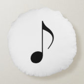 黒いミュージカルノート(名前をカスタムする) ラウンドクッション (裏面)