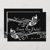 黒いミュージカル蝶の日付を保存 案内ポストカード (正面/裏面)