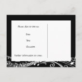 黒いミュージカル蝶の日付を保存 案内ポストカード (裏面)