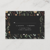 黒いムーディフローラの植物的なエレガントな結婚式の返信 エンクロージャーカード (裏面)