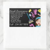 黒いメイド清掃員の女性洗浄 長方形シール (バッグ)