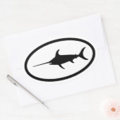 黒いメカジキの楕円シール 楕円形シール (封筒)