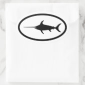 黒いメカジキの楕円シール 楕円形シール (バッグ)