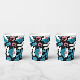 黒いメキシコの刺繍花 紙コップ