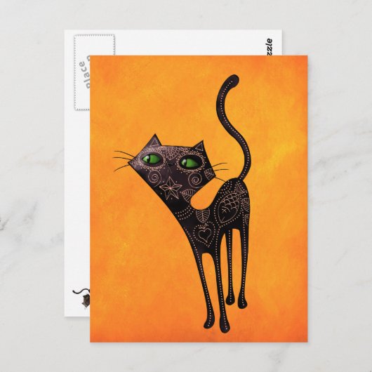 黒いメキシコの死んだ猫の日 ポストカード (正面/裏面)