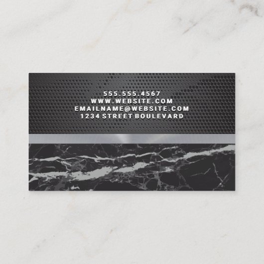 黒いメタリックパターン |黒い大理石 名刺 (裏面)