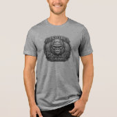 黒いメタル調のゴリラギャング幾何学ロゴ トライブレンドTシャツ (正面)