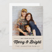 黒いメリーで及び明るいクリスマスの写真平らなカード シーズンカード (正面/裏面)