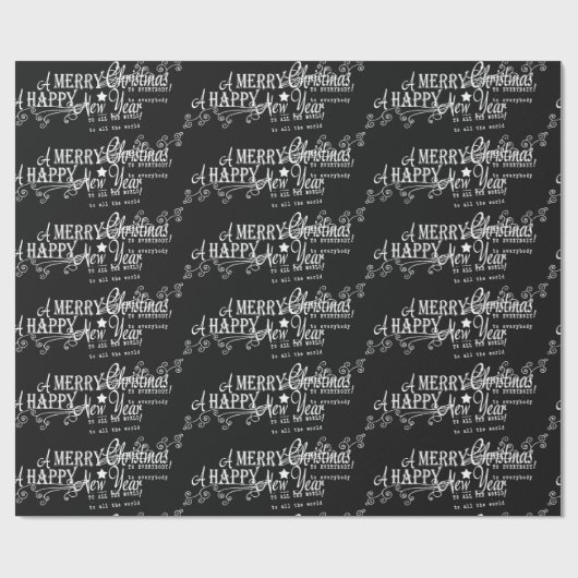 黒いメリークリスマスの明けましておめでとう ラッピングペーパー (フラット)