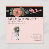 黒いメロンの花柄のプードル スクエア名刺 (正面)