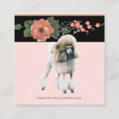 黒いメロンの花柄のプードル スクエア名刺 (裏面)