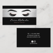 黒いメーキャップアーティストのモダンな鞭及び銀製のサロン 名刺 (正面/裏面)