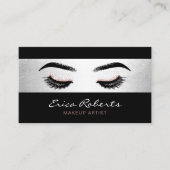 黒いメーキャップアーティストのモダンな鞭及び銀製のサロン 名刺 (正面)
