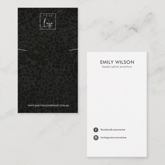 黒いモジックテクスチャーのネックレスブレスレットディスプレイ 名刺 (正面/裏面)