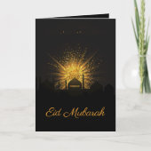 黒いモスク及び金輝きの休日Eidムバラク カード (正面)