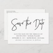 黒いモダンの保存日付 案内ポストカード (正面/裏面)