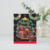 黒いモダンアーチ写真メリークリスマス シーズンポストカード (スタンド正面)