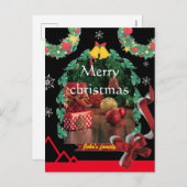 黒いモダンアーチ写真メリークリスマス シーズンポストカード (正面/裏面)