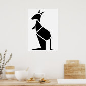 黒いモダンカンガルー記号 ポスター (キッチン)
