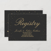 黒いモダンギフトの登録に斑点のあるシックな金ゴールド エンクロージャーカード (正面/裏面)