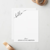 黒いモダングレーのスクリプトがカップルから斜めのhello ノートカード (正面/裏面インサイチュ)