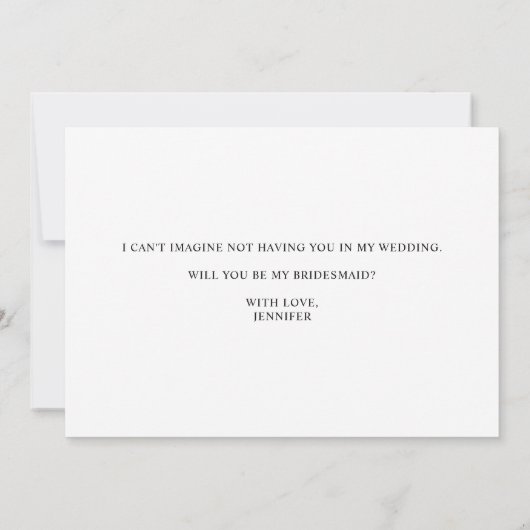 黒いモダンシンプルの台本は私の花嫁のメイド白 招待状 (裏面)