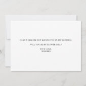 黒いモダンシンプルスクリプトは私の花の女の子ホワイト 招待状 (裏面)