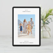 黒いモダンシンプルフレーム写真クリスマス シーズンカード (スタンド正面)