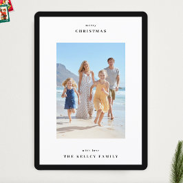 黒いモダンシンプルフレーム写真クリスマス シーズンカード