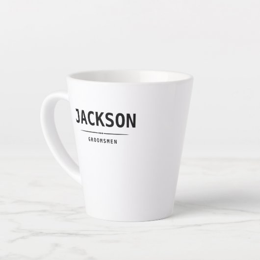 黒いモダンシンプル名パーソナライズされたGroomsmen カフェラテマグ (左アングル)