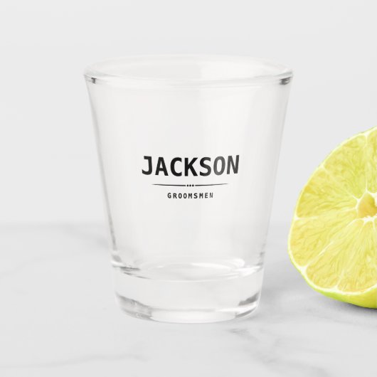 黒いモダンシンプル名パーソナライズされたGroomsmen ショットグラス (正面)