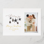 黒いモダンスエレガントカンジデスクリプト写真 箔シーズンカード (正面)