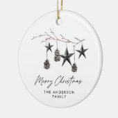 黒いモダンスエレガントカンジデスクリプトChristmas Holid セラミックオーナメント (左)