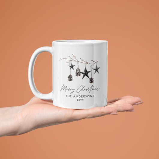 黒いモダンスエレガントカンジデスクリプトChristmas Holid マグカップ